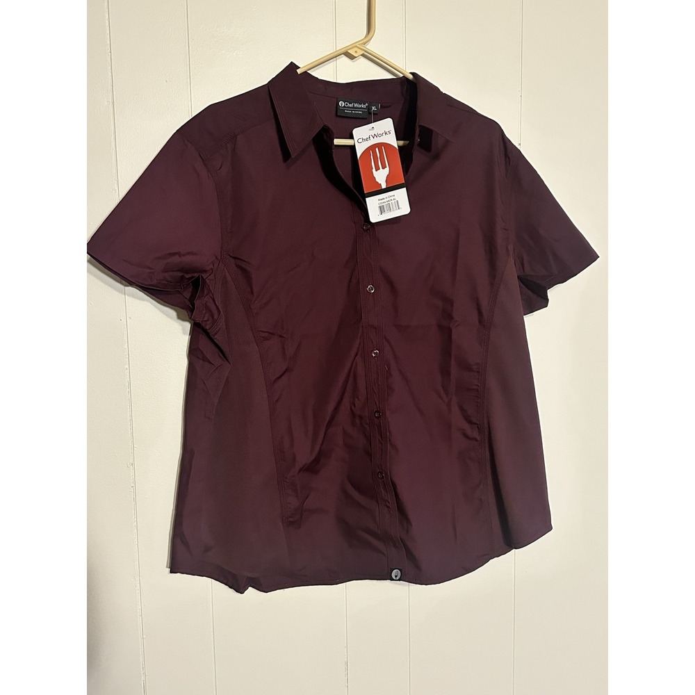 Women's Chef Works Universal Cool Vent Shirt In Merlot Color Size XL NWT NEW